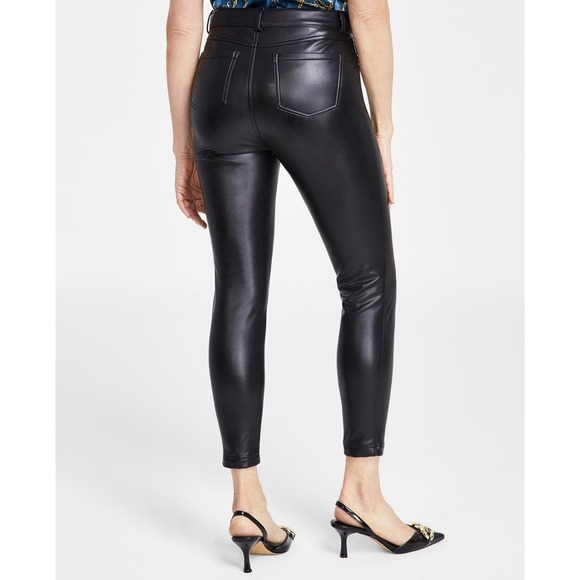 INC international Concepts Women's Faux-leather  Skinny pants size 12 Deep Black - Picture 5 of 8